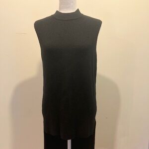 COS Wool Shaker Knit Stretch High Low Hem Sleeveless Mock Neck Pullover Sweater